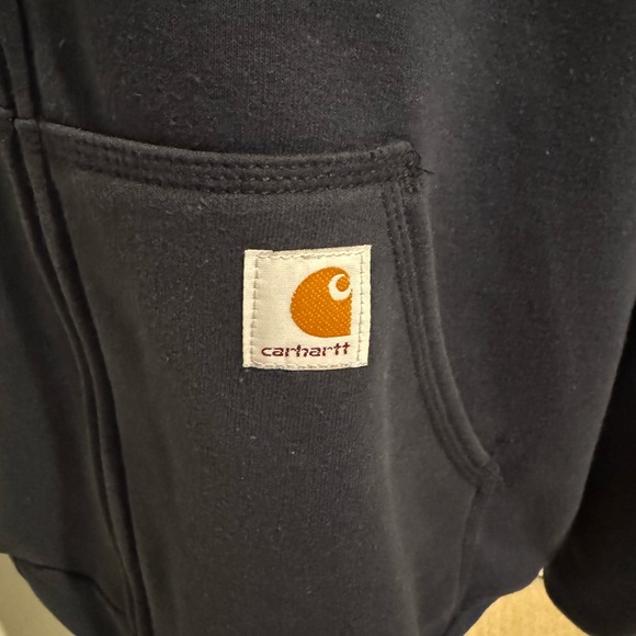 Carhartt Rain Defender Loose Fit Midweight Thermal-lined Full-Zip Hoodie Navy - Picture 6 of 7